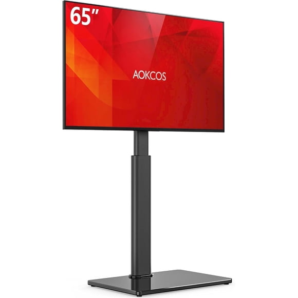 AOKCOS Swivel TV Floor Stand for 32-65 Inches TVs, 8 Level Height Adjustable Corner Small TV Stand Mount for Living Room/Bedroom, Holds up to 88 lbs,