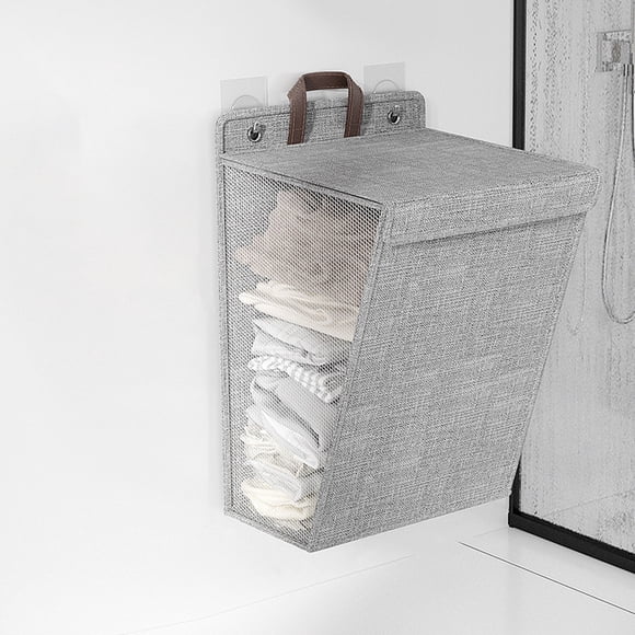 Panier à Linge Suspendu, Panier sur Porte avec 2 Types de Crochets pour Organiser les Vêtements Sales, Panier à Linge Mural en Maille pour Salle de Bain, Garde-Robe, Dortoir
