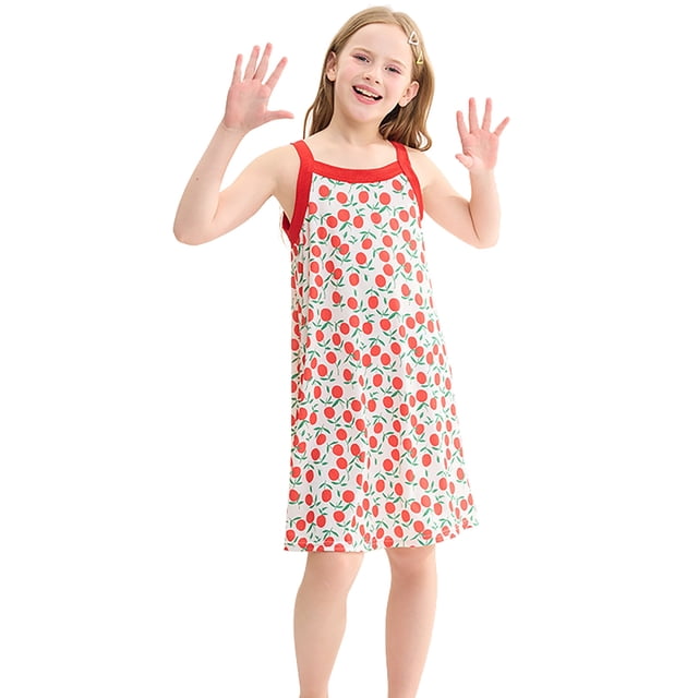 LUOGENLI Robe Fillette Tout-Petits Sans Manches à Imprimés Floraux Robe de Princesse Robe de Danse Fête Robes Vêtements Robe Maxi pour Filles Ajustée Rouge 6-7 Ans