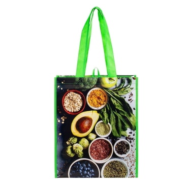 Walmart Reusable Shopping Bag, Grocery Tote Bag with Vegetable Print, Green