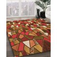 thumbnail image 3 of Ahgly Company Tapis d'Intérieur Lavable à la Machine, Carré, Transitionnel, Orange, Tapis de Zone, 8 Pieds Carré, 3 of 7