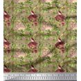 thumbnail image 1 of Soimoi Georgette Viscose Fabric Leaves & Rabbit Animal Printed Craft Fabric by The Yard 42 Inch Wide, 1 of 1