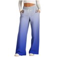 thumbnail image 2 of Pants for Women, Womens Fashionable Striped Printed Drawstring Wide Leg Pants, 2 of 5