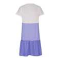 thumbnail image 5 of Fatuov Robe pour Femme Grande Taille à Col Rond à Manches Courtes Robe Chemise d'Été pour Vacances à Blocs de Couleur Robe Midi Fluide Évasée d'Été, Tailles TG, Bleu, 5 of 5