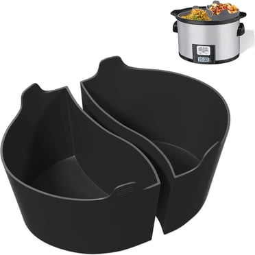 Oleegame 1PC Produce Storage Silicone Slow Cooker Divider Liners Compatible With & Beach 6 Slow Cooker /Reusable Slow Cooker Accessories Cooking Liner For Most 68 Oval Shape Slow Cooker Black
