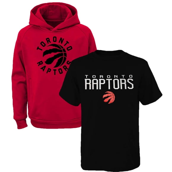 NBA Kids Youth 8-20 Team Color Performance Primary Logo Pullover Hoodie Sweatshirt & T-Shirt Combo Set (Large 14-16, Toronto Raptors)