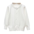 thumbnail image 1 of Tranfacy Long Sleeve Shirts for Girls, Fall Tops, Kids Solid Color Fleece Knitted Cardigan Long Sleeve Round Neck Sweater Button Shirts, 1 of 3