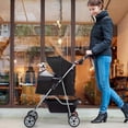 thumbnail image 2 of BestPet Pet Stroller, 4-Wheel Foldable Dog & Cat Travel Carrier Jogger with Mesh Windows, Storage Basket & Cup Holder, Portable Design, Black, 2 of 7