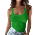 thumbnail image 3 of FAVIPT Scoop Neck Ribbed Tank Tops for Women Sleeveless Solid Y2k Basic Tees Lightweight Workout Camisole Green,L, 3 of 7