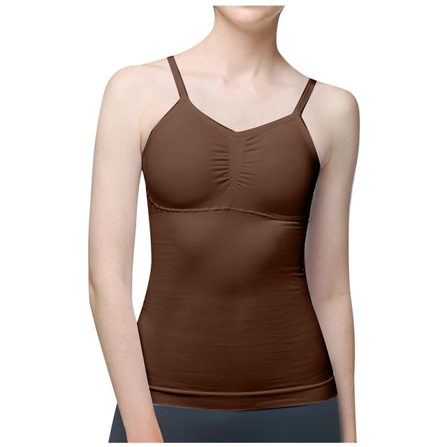Dealovy Tank Tops for Women Belly Control Shapewear Seamless Body Shaper Workout V-Neck Cami Tops