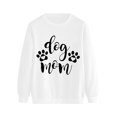 thumbnail image 3 of IROINID Économies Hauts pour Femmes Grande Taille Détente Manches Longues Empreinte de Patte de Chien Col Rond Hauts Chemise Blouse Chandail, Blanc, 3 of 4