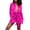 Hot Pink Dress, variant on Women's Mini Loose Shirt Dress Bandage Solid Color Satin Silk Lapel Button Long Sleeve Elegant Casual Trendy Spring Red S