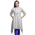 thumbnail image 1 of Bimba Kurti Asymétrique Imprimée Pannahazar Bleue pour Femmes Robe d'Été Indienne Tunique Petit, 1 of 6