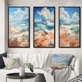 thumbnail image 1 of Designart "Simplicity Beach Landscape IV" Nautical & Beach Framed Wall Art Set Of 3 - White Beach Frame Gallery Wall Set For Home Decor, 1 of 6