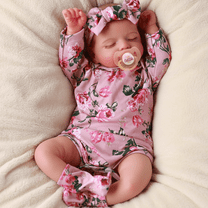 Poupée Reborn Réaliste 50 Cm – Bébé Fille Dormeuse, Corps Vinyle, Cheveux Mohair, Accessoires Inclus, Collection