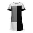 thumbnail image 4 of Robes à Manches Courtes pour Femmes, Teinture sur Nœuds Floral, Col en V, Robe Midi Évasée, Été, Décontractée, Coupe Ample, Robe à Enfiler Longueur Genou, 4 of 6