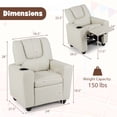 thumbnail image 3 of Costway Fauteuil Inclinable pour Enfants avec Porte-Gobelet et Poche Latérale Dossier et Repose-Pieds Réglables Beige, 3 of 10