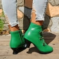 thumbnail image 4 of Dakaela Bottes à la Cheville pour Femmes Talons Blocs Bas Boutons Bottines Vintage d'Automne Bout Rond Escarpins de Robe Travail pour Dames Chaussures Vert 8, 4 of 8