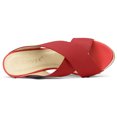 thumbnail image 4 of BLISSFUL STEP Women's Linen Platform Slide Wedge Open Toe Sandals, 4 of 7