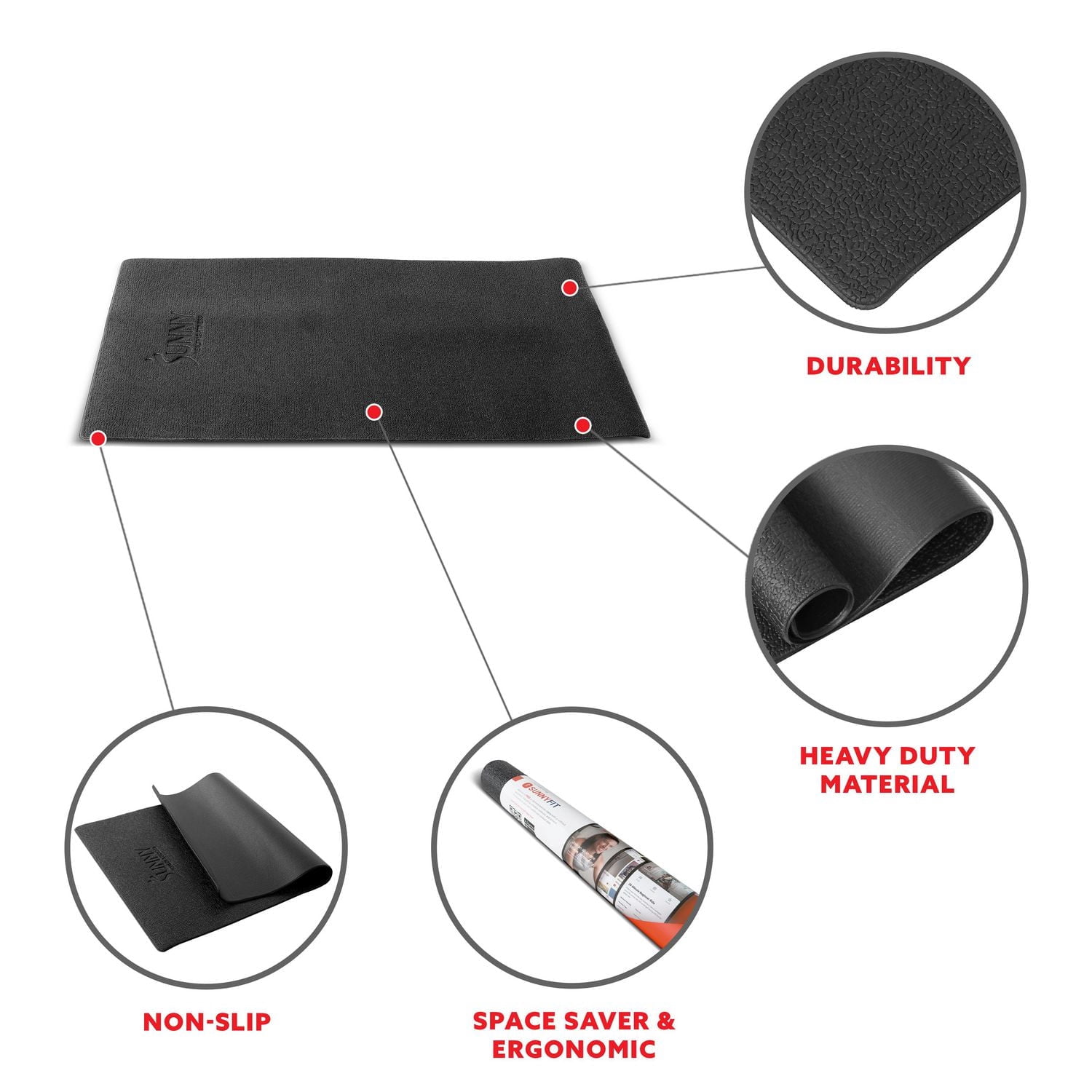 Tapis de sol Sunny Health & Fitness Foam Fitness Equipment - Extra Petit - N° 074-XS Noir