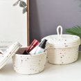 thumbnail image 3 of Cotton Rope Storage Basket Small Woven Basket with Lid Storage Woven Storage Organizer Bins for Towels Keys Snack, S, 3 of 7