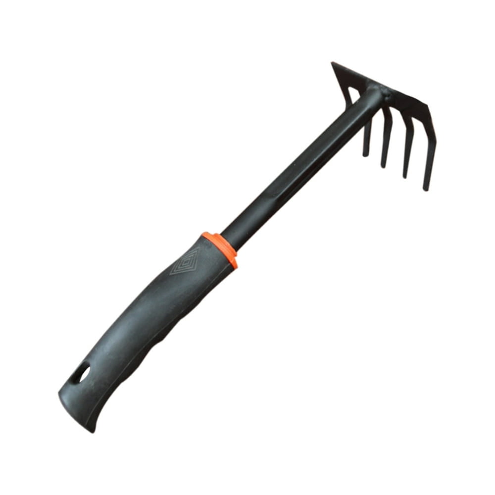 LNGOOR Râteau de Jardin en Acier Outil de Jardin Cultivateur avec Manche Court Petit Mini Râteau