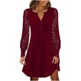 thumbnail image 1 of Birdeem Robe Ample Décontractée pour Femme à Col en V, Manches Longues, Taille à Boutons, Couleur Unie, 1 of 5