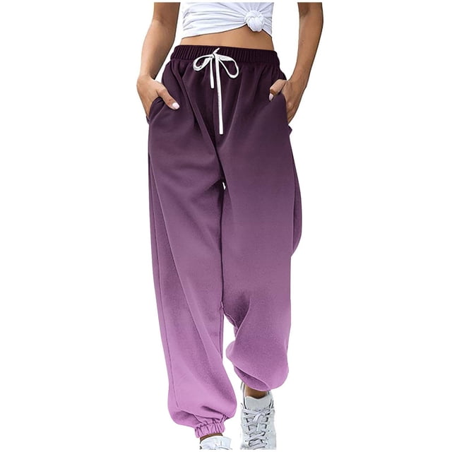 Erwazi Sweatpants for Women Gradient Printed Drawstring Loose Joggers with Pockets Fall Winter Comfy Workout Gym Running Pants