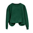 thumbnail image 1 of Baberdicy T-Shirts pour Femmes Chandail pour Femmes Col Rond Coupe Ample Couleur Unie Manches Longues Hauts Chemises d'Automne pour Dames Hauts pour Femmes Vert, 1 of 4