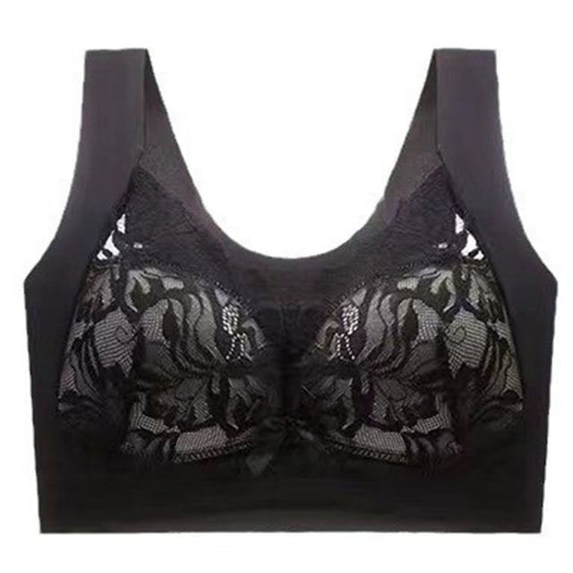 Clearance Sale 2025 Bra Lightly Latex Lined Cup Wirefree Unpadded Full Coverage Plus Size Bra
