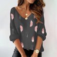 thumbnail image 2 of CEHVOM Blouse à Manches Longues Imprimée pour Femmes, Col en V, Tunique Chandail, 2 of 6