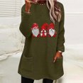 thumbnail image 1 of TIMIFIS Longues Chandail en Molleton à Manches pour Femmes, Chandail à Enfiler d'Hiver Chaud, Gnomes, Père Noël, Noël, Imprimé, Col Ras du Cou, avec Poche, 1 of 4