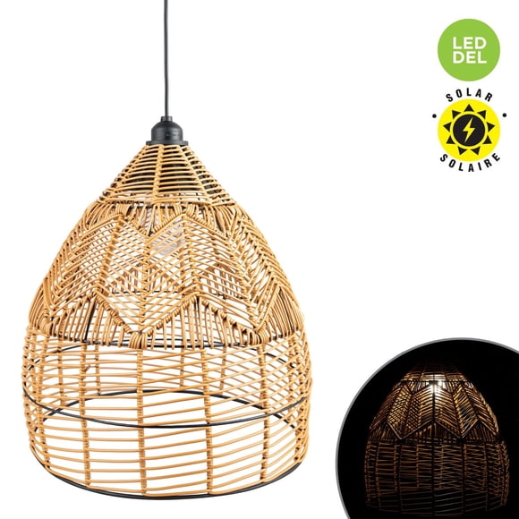 LAMPE SOLAIRE SUSPENDUE DEL A60 A/ABAT-JOUR OSIER, BLANC CHAUD