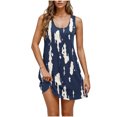 thumbnail image 2 of Ovzne Robes pour Femmes 2025 Robe de Plage Robe Décontractée et à la Mode pour Femmes Imprimée Col Rond Sans Manches avec Poche Robe Courte Décontractée Robe Grande Taille Imprimée Liquidation, 2 of 6