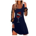 thumbnail image 1 of CEHVOM Robe Femme Mode Tempérament Manches Longues Col Rond Noël Coupe de Vin Rouge Strass Vente, 1 of 6