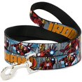 thumbnail image 1 of Dog Leash Iron Man Avengers Logo Cityscape 6 Feet Long 0.5 Inch Wide, 1 of 2