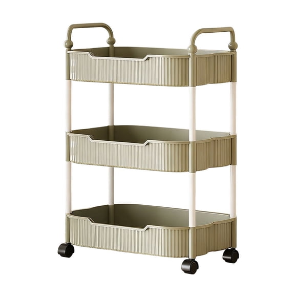 Amzcrzy 3 Tier Rolling Cart with Armrests, Kitchen Rolling Storage Cart Bathroom Storage Rack Toilet Toiletries Storage Shelf Multifunctional Movable Trolley Storage Organizer for Room Office Dorm