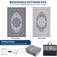 thumbnail image 3 of Tapis Extérieur Réversible – Grande Paille Plastique Imperméable – Résistant aux UV – Tapis de Patio à Médaillon – Terrasse, Véranda, Jardin, Camping et VR – Gris et Blanc, 9x18 Pieds (270x549cm), USA, 3 of 8