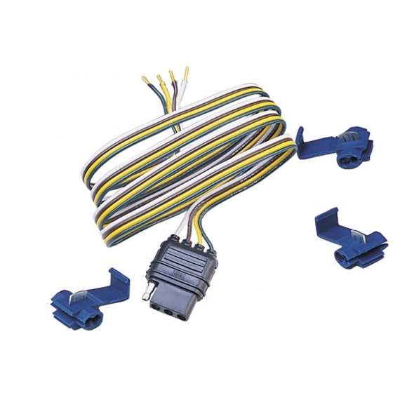 Hopkins Connecteur de Câblage de Remorque MFG 48025 Côté Véhicule; Plat 4 Voies; Longueur de Fil 48 Pouces; avec 3 Connecteurs en Splicing
