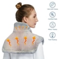 thumbnail image 2 of Weighted Heating Pad for Neck & Shoulders - Wearable Electric Neck Wrap - Fast Pain Relief, Deep Pressure Therapy, 4 Heat Levels, 2H Auto Shut Off - 22" x 19" - Color: Light Grey, Size: 22“*19”, 2 of 8