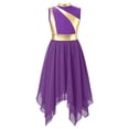 thumbnail image 4 of Moggemol Robe de Culte Liturgique pour Fille Enfant, Robe de Chorale d'Église avec Pantalon à Jambe Grand, Robe de Danse de Louange Violette 6, 4 of 7