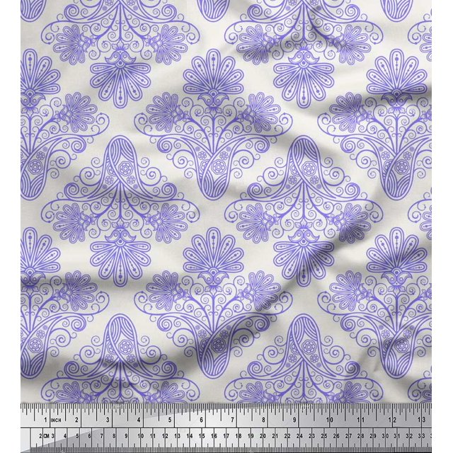 Soimoi Modal Satin Fabric Swirls & Paisley Decor Fabric Printed Yard 42 Inch Wide