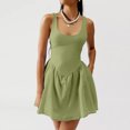 thumbnail image 1 of Liquidation d'Hiver! Robes pour Femmes, Robe d'Été Décontractée pour Femmes avec Poches, Couleur Unie, Mini-Robe à Col en V, Vert Menthe, m, 1 of 9
