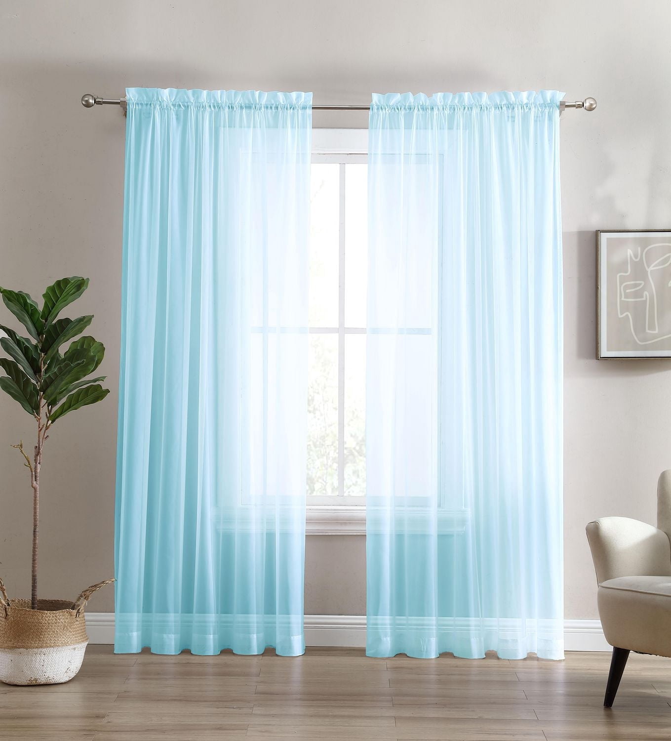 Sheer Window Panel Curtain- 2 Pack