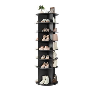 VEVOR 7 Tour rotative des chaussures, 360° Rack de chaussures tournante, Rangement revolver Affichage carrousel rond, Affichage autoportant paresseux Susan Organisateur pour chambre à coucher, Salon, Entrée, Dressing, Noir