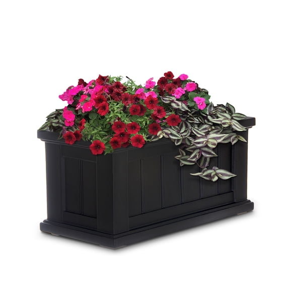 Mayne 4839-B Cape Cod Polyethylene Planter, 24" x 11", Black, 2-Foot