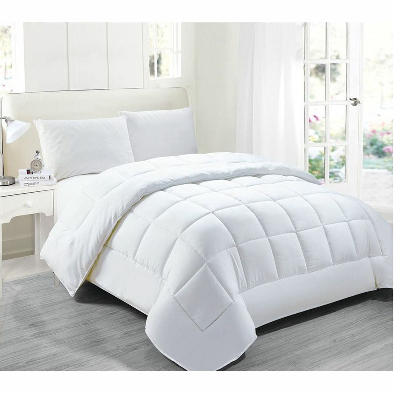 Legacy Decor Down Alternative King Size Comforter, Hypoallergenic Anti-dust Mite Anti-bacterial, White Color