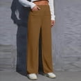 thumbnail image 2 of WEIYLL Pants for Women Work Straight Wide Leg Button Down High Elastic Waisted Pockets Khaki Pant size L, 2 of 5