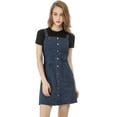 thumbnail image 4 of INSPIRE CHIC Robe Salopette en Denim Classique pour Femmes à Bretelles Ajustables, Coupe Trapèze, 4 of 6