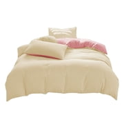 Bwiyojiz Count 4pcs 78.74x90.55"+90.55x90.55"+29.13x18.89" All-Season Bedding Set 4-Piece Washable Solid Color Bed Sheet Duvet Cover and Pillowcases Home Bedroom, 98%Cotton,2%Spandex, Yellow